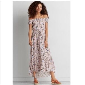 American Eagle Pink Off Shoulder Maxi Dress Size XS - See Pics For Call-outs